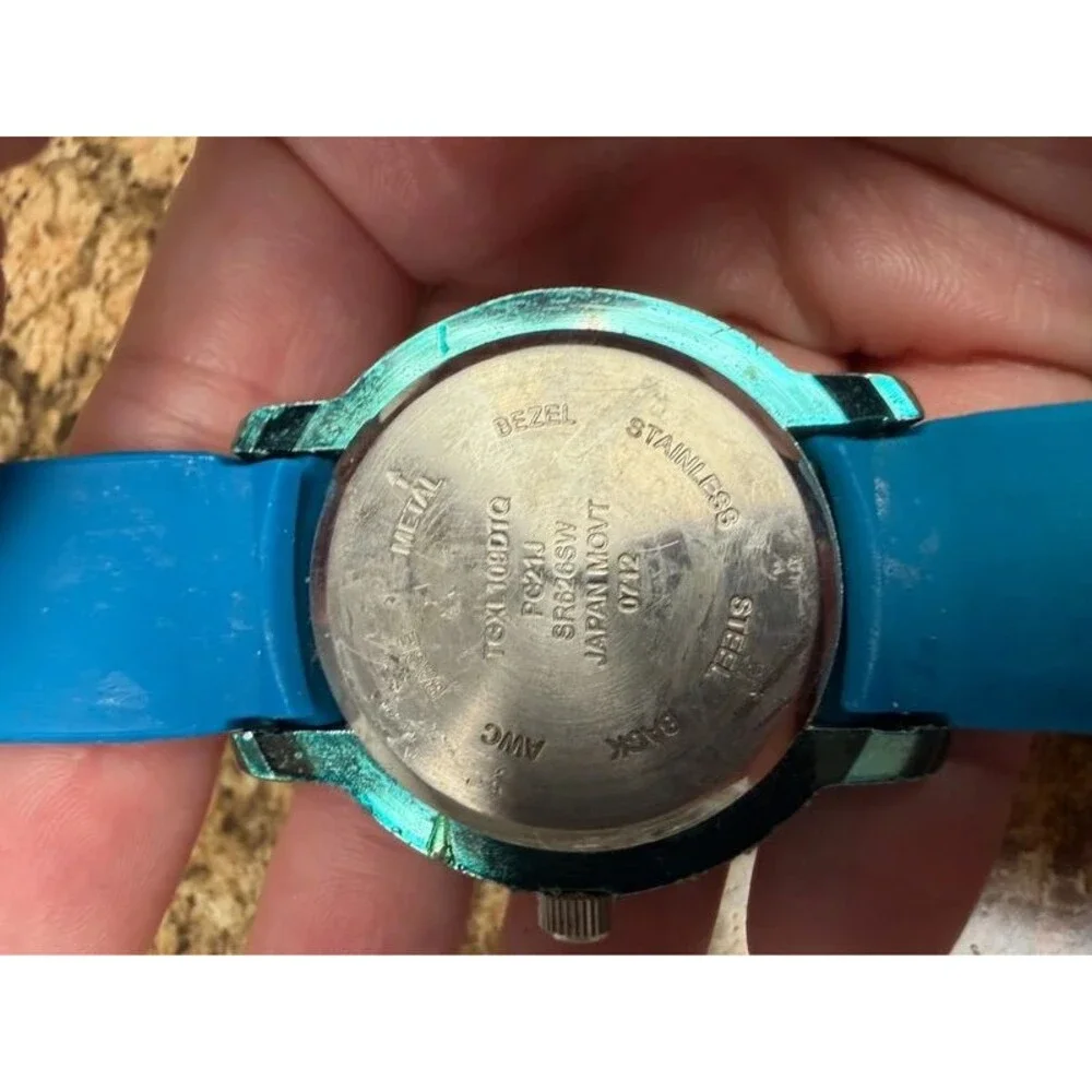 Blue Rhinestone Quartz Women’s Fashion Watch Silicone Band Japan